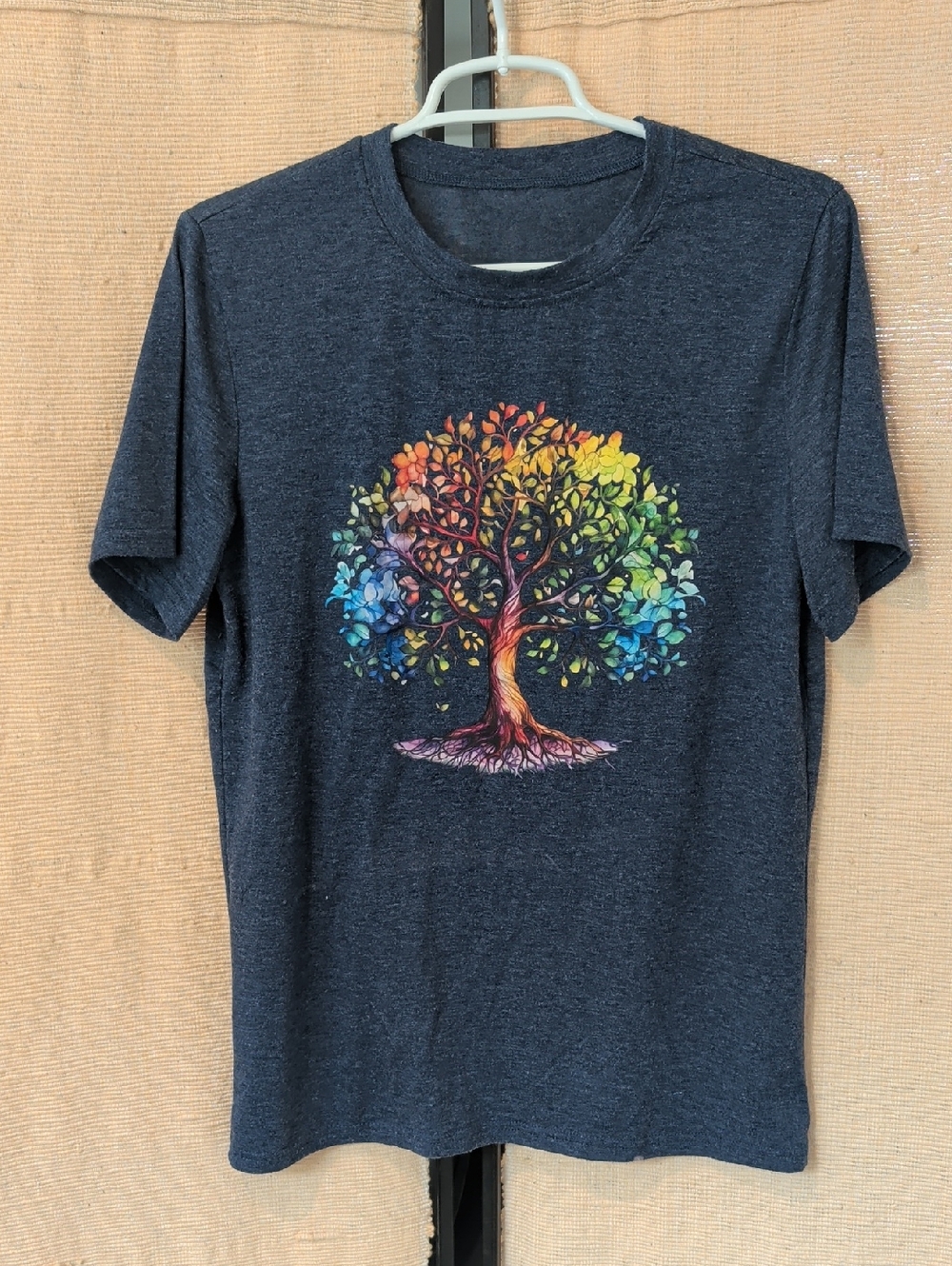 Dark Blue Heather Rainbow Tree Graphic Tee - Women